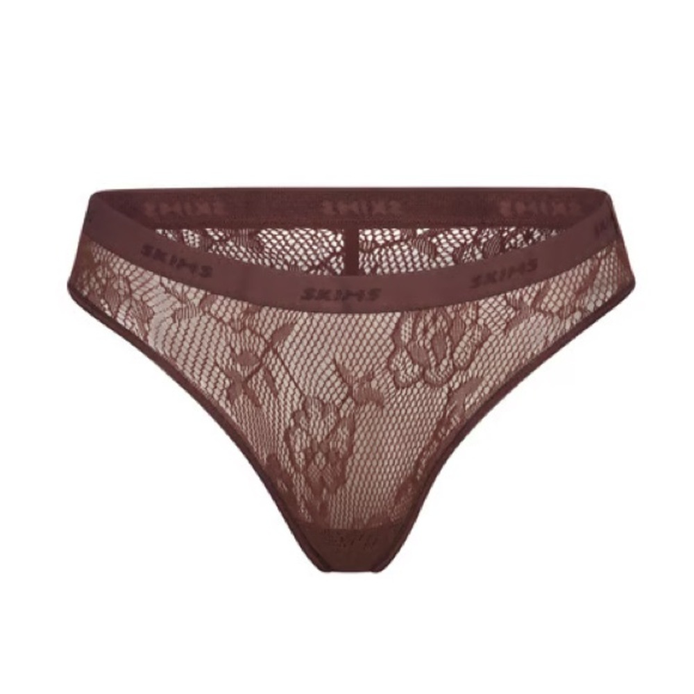 SKIMS KNIT LACE DIPPED THONG